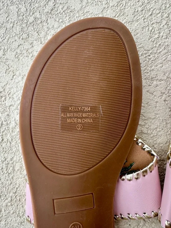 Paradise Shores Leather Embroidered Palm Tree Flip Flops, NWOT, Size 9M - Picture 4 of 5